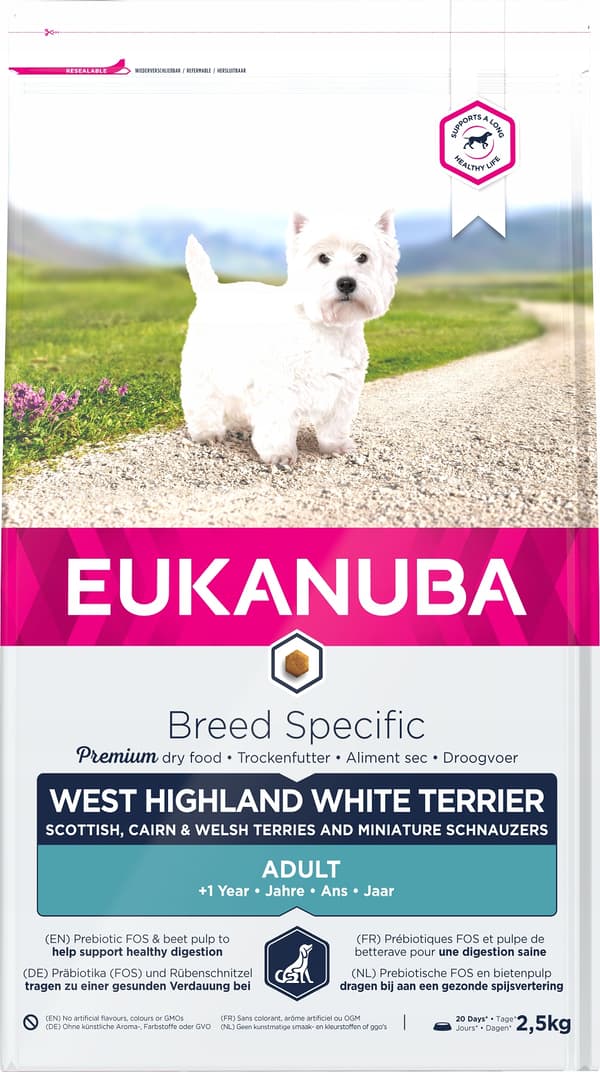 EUKANUBA torrfoder för vuxna West White Terrier hundar 2x2,5 kg