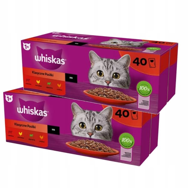 WHISKAS vådfoder til katte Voksne Classic Meals saucebreve 80x85g