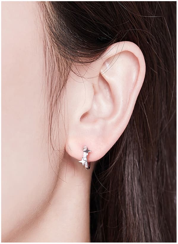 Pendientes de aro ESTRELLAS DE PLATA S925