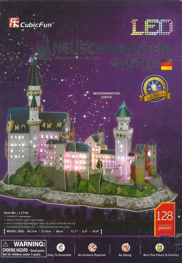 CUBIC FUN 3D LED-pussel Neuschwanstein slott L174 128 bitar