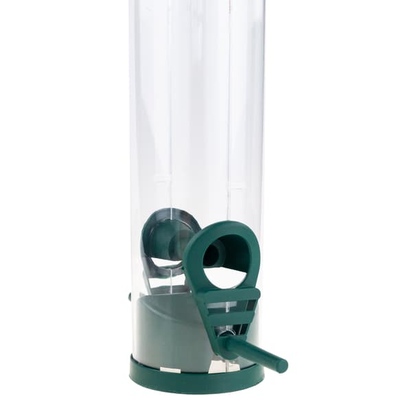 TG80440 TRANSPARENT FUGLEFODERHUS MED FODSTØTTE TIL FODER MED KORNLÅS