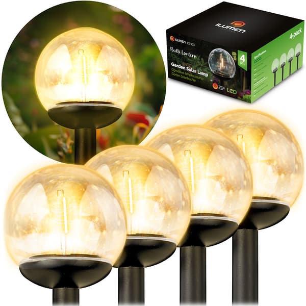 Solcellelampe, transparent kugle, 4 stk. Ilumen LS-103