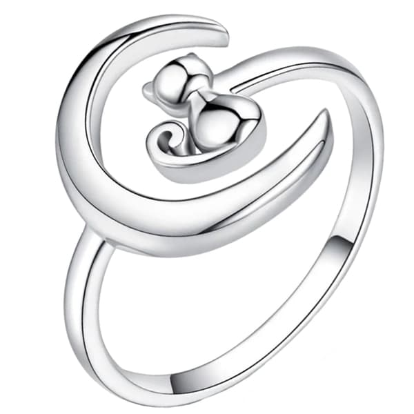 Silverring Justerbar Månkattring 925 Silver Trusky