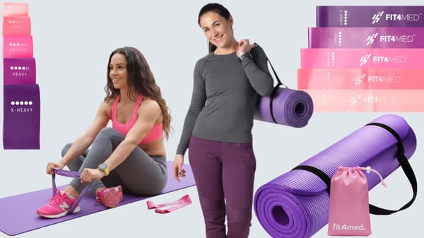 Elastikbånd til fitnessøvelser + måtte