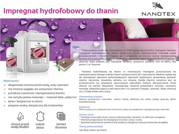 NanoTex hydrofob imprægnering til tekstiler 5L
