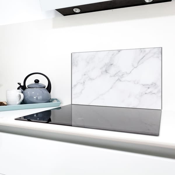 Glasskydd för spishäll 90x52 Marmor