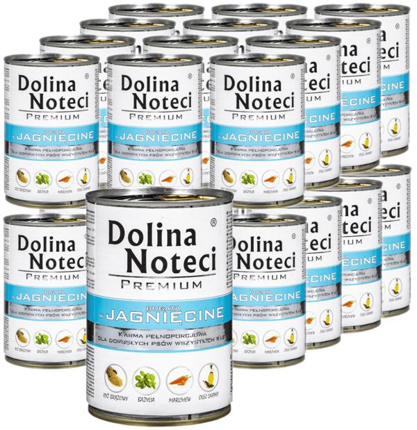 Dolina Noteci Premium vådfoder til voksne hunde, lam, dåse, 24 x 400 g