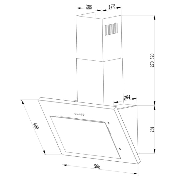 Berdsen BT-215 60 cm emhætte sort