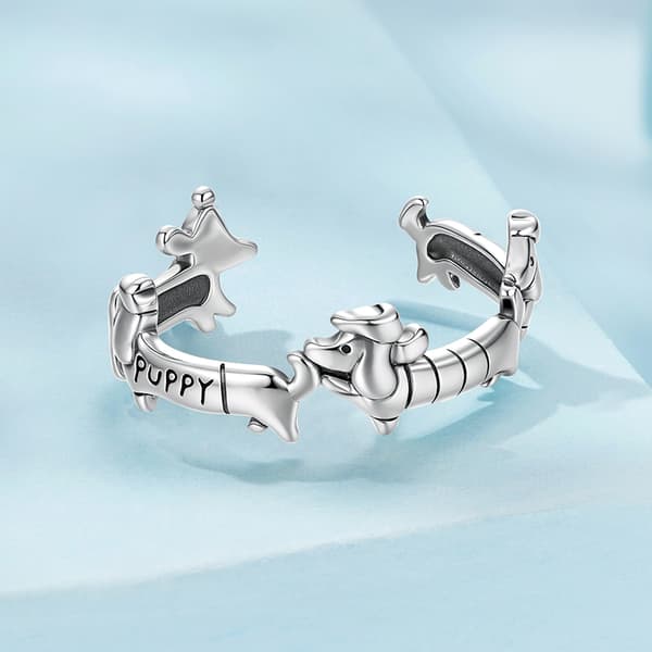 Anillo de plata ajustable para perro 925 Plata Trusky