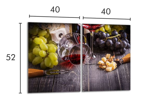 Lasinen suojalevy liedelle 2x40x52 Wine