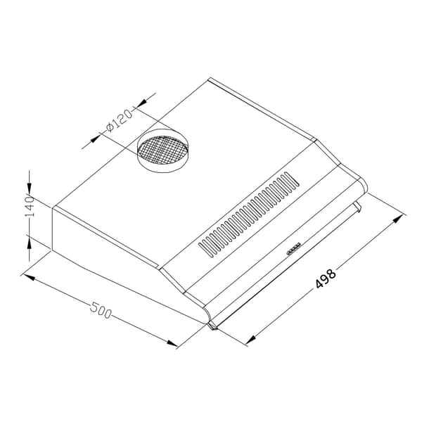 Emhætte til underskab - 50 cm absorbent Berdsen BE-10-A INOX