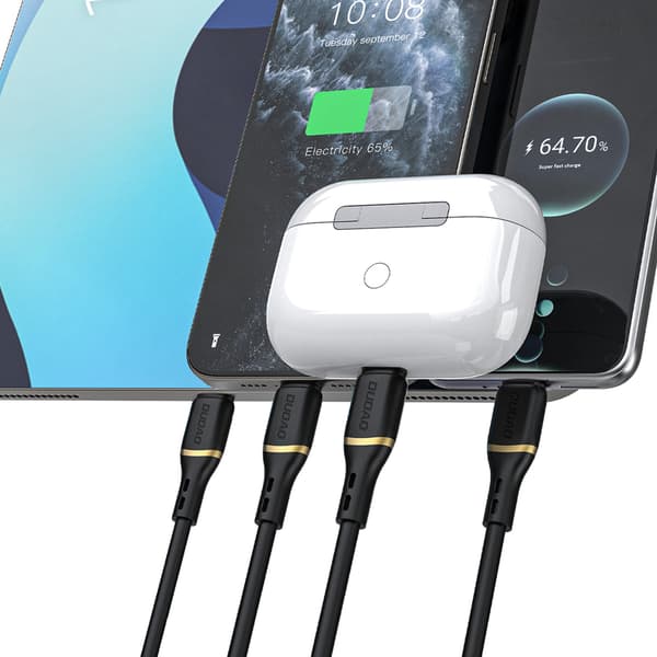 Blødt silikoneflettet kabel USB-A - iPhone Lightning 30W 1m - Sort