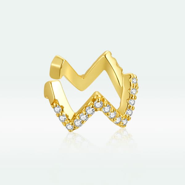 Pendiente de Oro Ear Cuff Pendiente Circonitas Plata 925