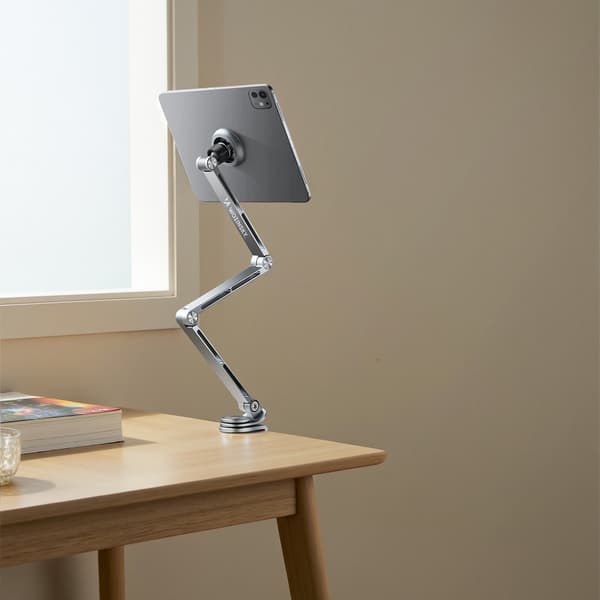 360° Foldbar Magnetisk Bordholder til Telefon og Tablet - Grå