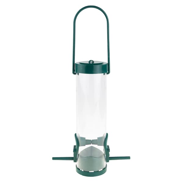 TG80440 TRANSPARENT FUGLEFODERHUS MED FODSTØTTE TIL FODER MED KORNLÅS