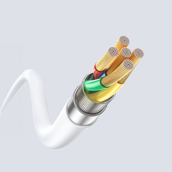 Silikonflätad kabel USB-A - micro USB L25SM 3A 1m - vit