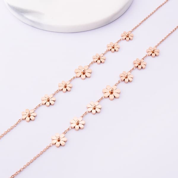 Pulsera de tobillo de oro rosa