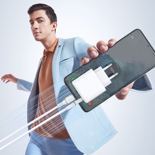 USB-A - iPhone Lightning-kabel med silikonfläta 30W 1m - vit