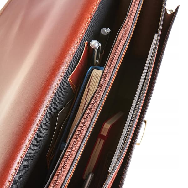 TBA-325 COGNAC Herrelædermappe CLASSY +CERTIFIKAT