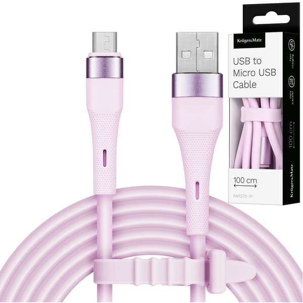 Kruger&Matz Basic USB til microUSB kabel 1m silikon 12W