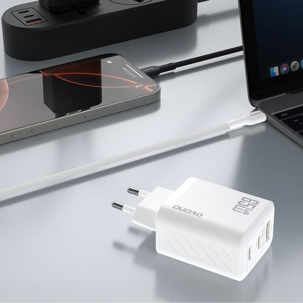 A29 GaN USB-C USB-A 65W Vægoplader - Hvid