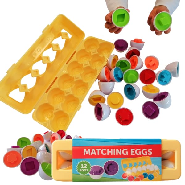 ÄGG Uddannelsespuslespil Sortering Matcha Form og Farve Montessori