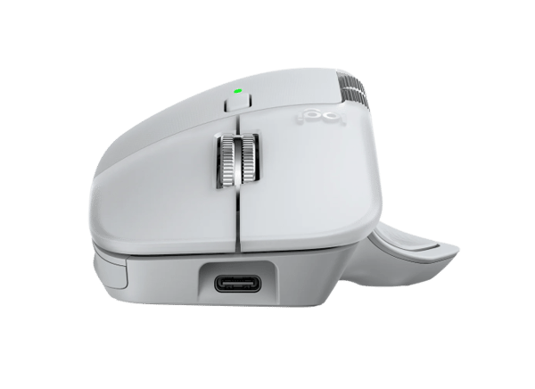 Logitech MX Master 4 för MAC trådlös mus RF trådlös + Bluetooth, 8000 DPI, vit silver