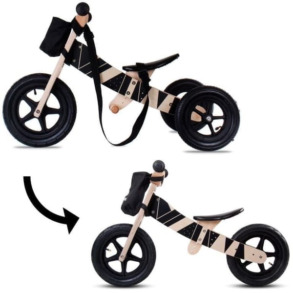 Träbalanscykel för 2-åringar 2-i-1 Twist Plus - Samoa Black Edition
