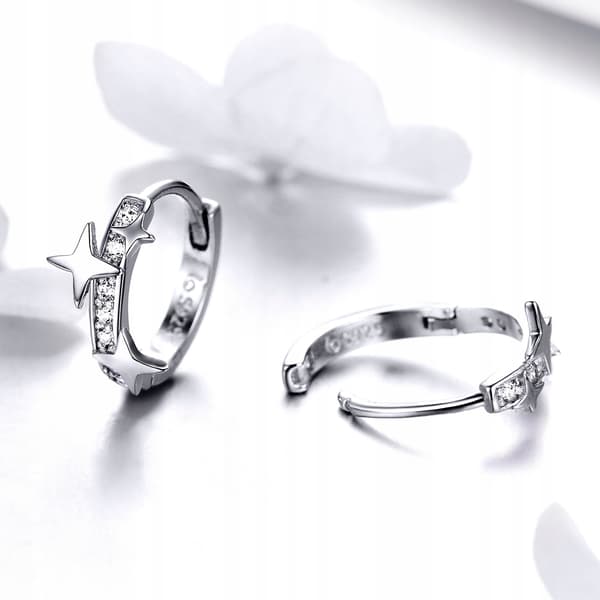 Pendientes de aro ESTRELLAS DE PLATA S925