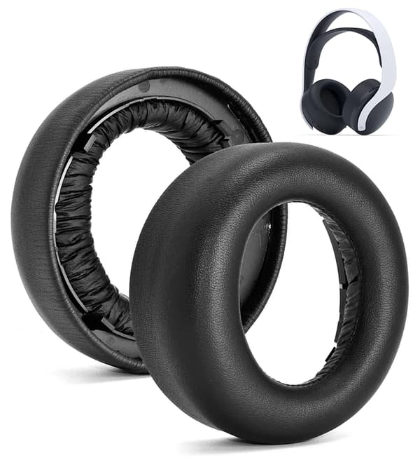 Svampeørepuder til SONY PS5 Wireless PULSE 3D Protein Læder Sort