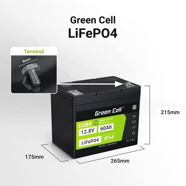 Green cell akkumulator lifepo4 cube 60ah 12v/12.8v
