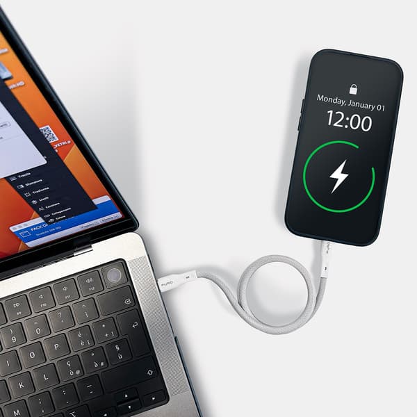 USB-C 60W Magnetisk Kabel USB 1m - Vit