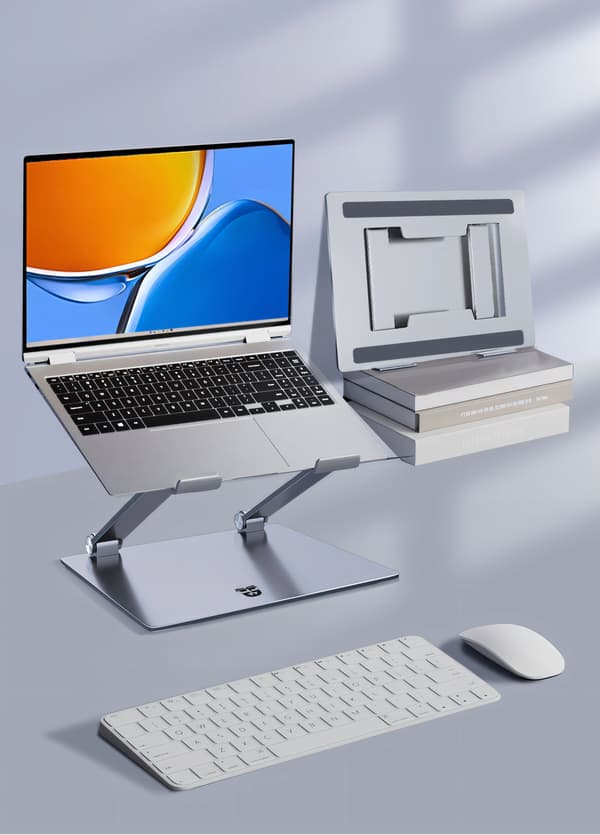 Laptopstativ, justerbart knæbord i aluminium + gratis