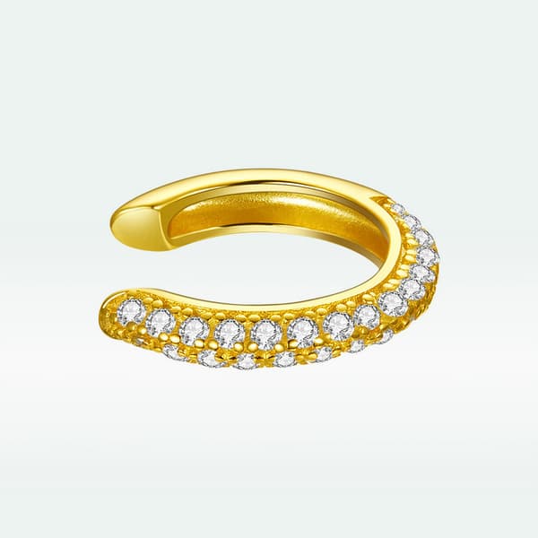 Guldørering Manchet Rhinsten Ørering Sølv 925
