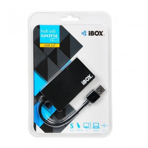 USB-hub iBOX IUH3F56 4xUSB 3.0, SLIM svart