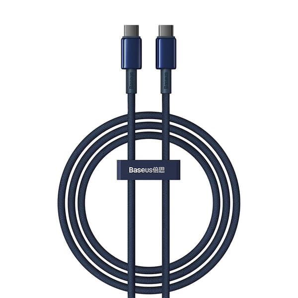 Wolfram Guld USB-C Kabel - USB-C 100W 1m - Marineblå