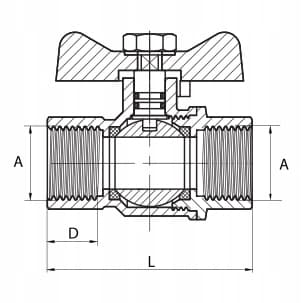 Gaskugleventil 1/2 tommer indv. butterfly