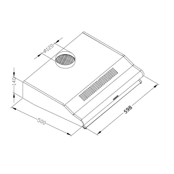 Emhætte til underskab - 60 cm absorbent Berdsen BE-10-A sort