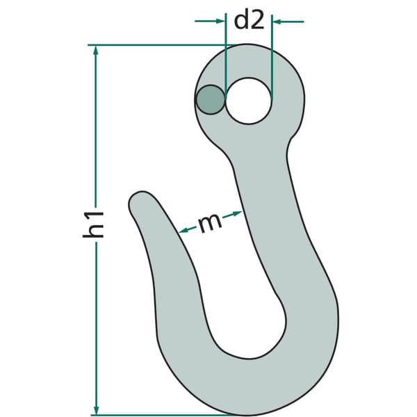 Koukku silmukalla, sinkitty, 90 x 12 mm pewag