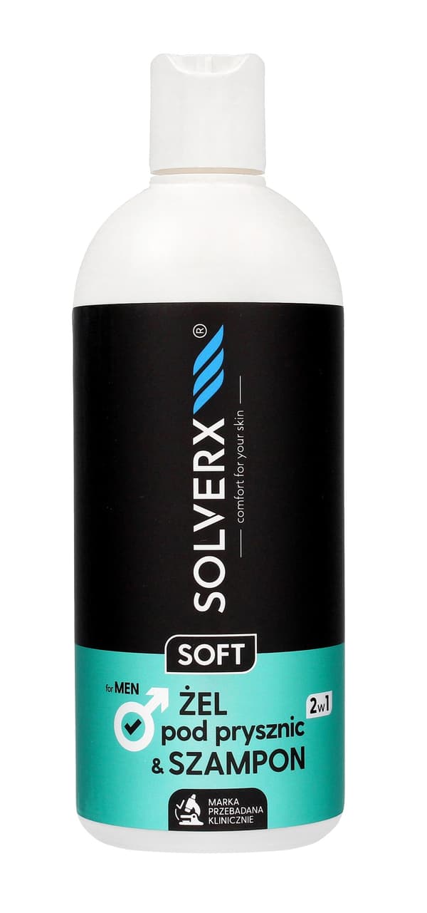 SOLVERX MEN SOFT -geeli ja shampoo 2in1 400ml