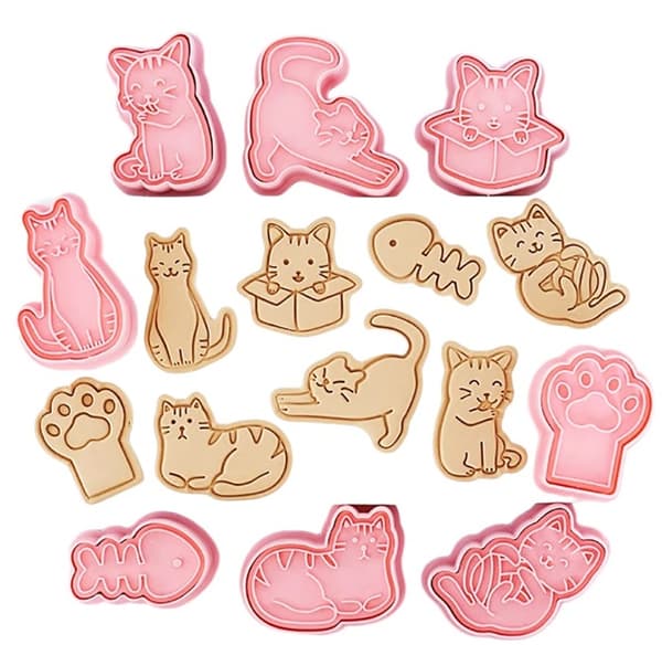 Utstickare med stämpel CATS-formar 8 st