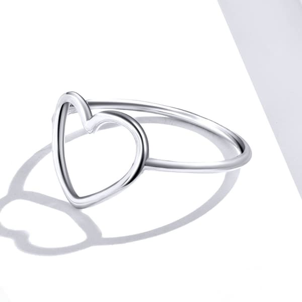 Anillo de corazón de plata 925 talla 16