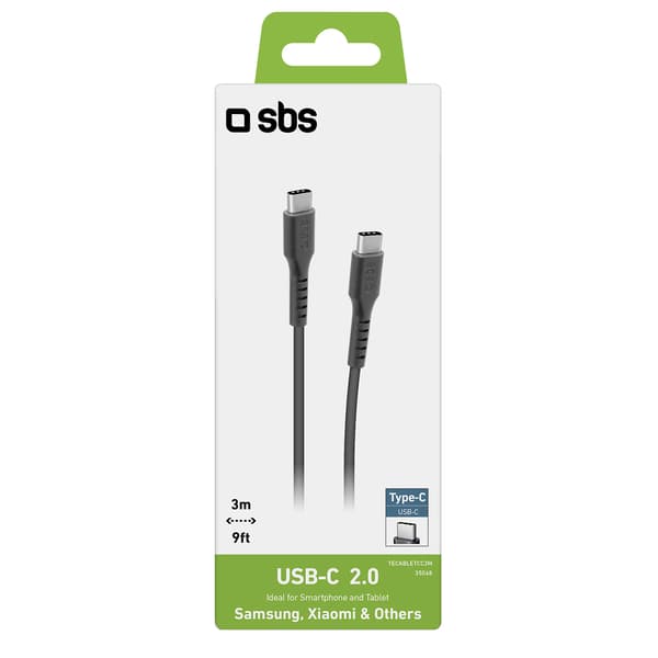USB-C - USB-C 3m kabel - svart
