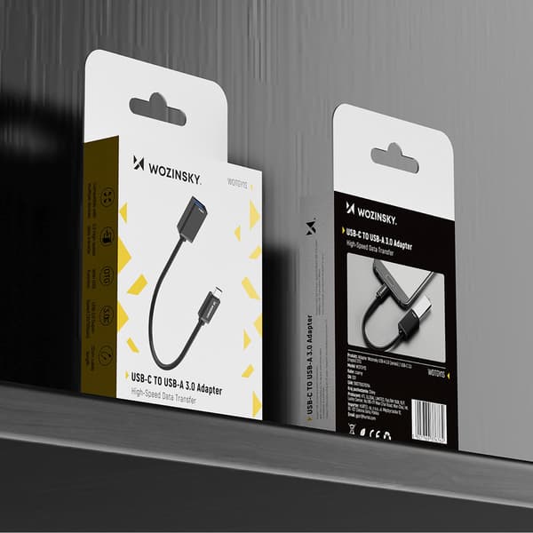 USB-C (uros) - USB-A (naaras) OTG-sovitin - musta