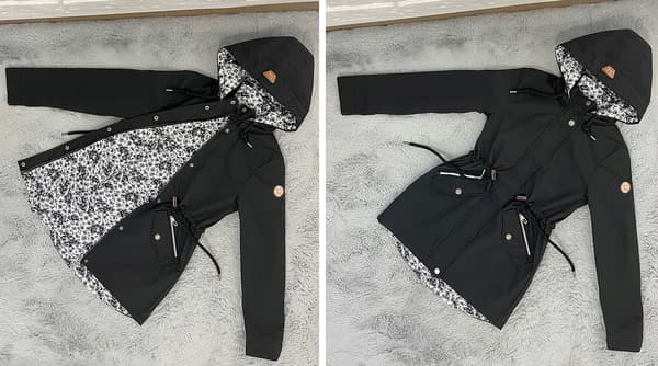 Vendbar parka med hættekapsel 3 farver L beige
