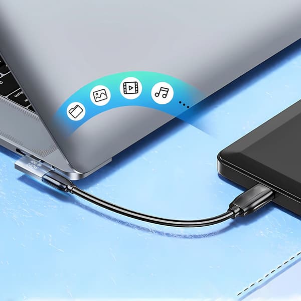Sidevinklet USB-C adapter 40Gb/s 240W 8K OTG - grå