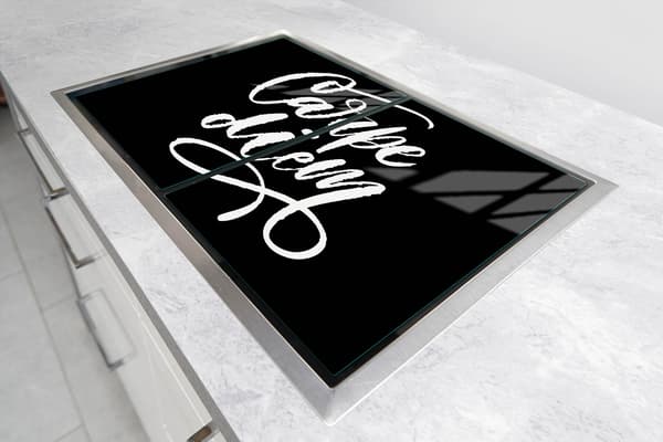 GLASBESKYTTELSESPLADE TIL KOMFUR 70x52 SORT