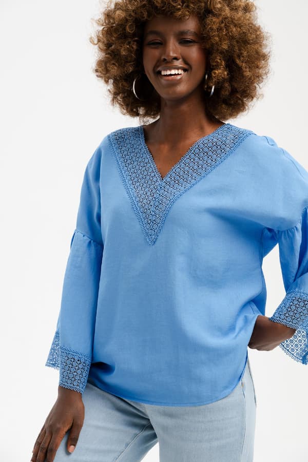 Terii Blå Damebluse Terii Blå Damebluse 36