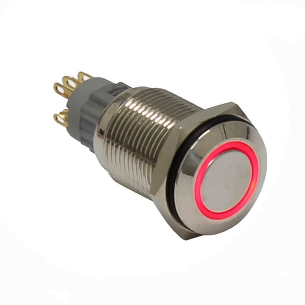 VANDALSÄKER KNAPP PBW-16BK 2A 250V RÖD LED | CDON