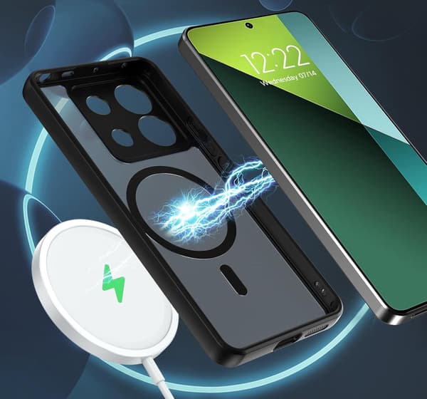 MAGSAFE SORT MATET ETUI TIL XIAOMI REDMI NOTE 13 PRO 5G + 2x GLAS